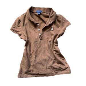 goodness gracious >.< | Y2K brown polo Ralph Lauren button up polo shirt